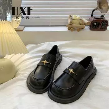 Soft-soled loafers women s spring 2025 new black one-pedal flat-soled single shoes retro British style small leather shoes 40