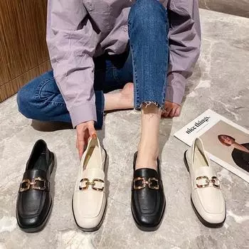 Soft-soled single shoes, casual shoes, women s shoes, special treatment of defects, fashionable and versatile color matching loafers, British style 40 абрикосовый