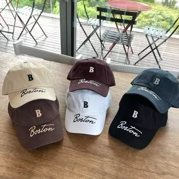 Soft top hat female Korean autumn and winter B letter retro cap wide brim showing face small ins wind baseball cap male Adjustable белый