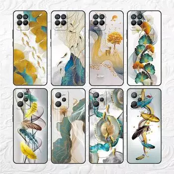 Soft TPU Case For Realme 8 C21 9 Pro 8i 9i GT Neo 3 2 C3 7 6 C21Y C15 C11 C35 Silicone Phone Cover Ginkgo Gold Foil Realme GT Neo 3