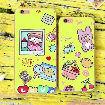 Soft Transparent Phone Case Cute Cattoon Girl Cover Shell For Iphone 11 Pro XS Max 12 Mini X XR SE 6S 6 5S 7 8 Plus 10 TPU Cover iPhone SE2020