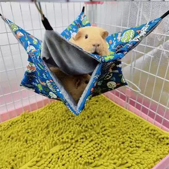 Soft Warm Hamster Hammock Hanging Guinea Pig Sleeping Bag For Flying Rat/Squirrel/Chinchilla M зелёный