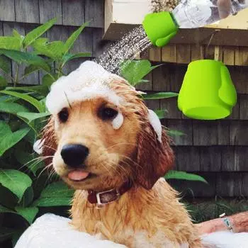 Soft Water Bottle Shower Head Reusable Dog Shower Nozzle Outdoor Pet Shower Head Outdoor зелёный