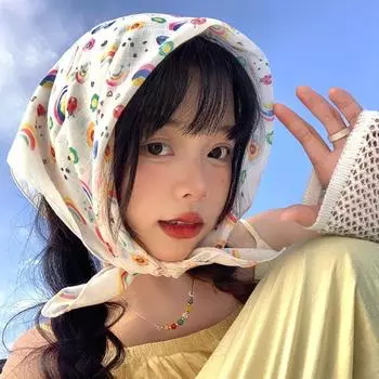 Soft Wrap Printing Hair Scarf Headband Hair Ribbon Scarf Cute Triangle Headscarf Beach style2