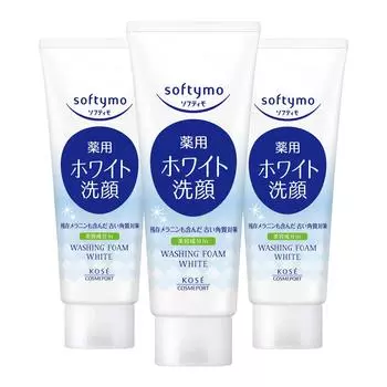 Softimo KOSE White Medicated Facial Cleansing Foam 150 г Набор из 3 шт. 1 назальная тампона Бонус включен [Квази-лекарство] +