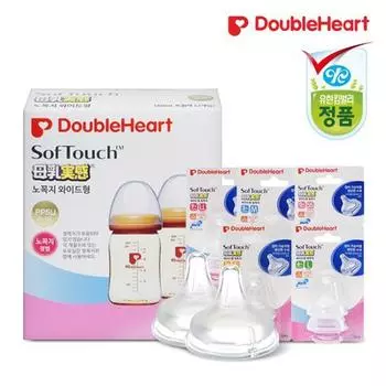 SofTouch Real соска для грудного вскармливания, двойная упаковка, 160 мл (оранжевый) + Ниппель СС (1 кусок) х 2, корейские детские товары Twin pack 160+Nipple SSx2
