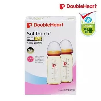SofTouch Реалистичная упаковка для двух сосок для грудного вскармливания, 240 мл (оранжевый),Корейские детские товары Twin Pack 240ml (Orange)