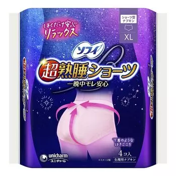 Sofy Ночные шорты XL для обильных выделений, 4 штуки (Менструальные подушечки)