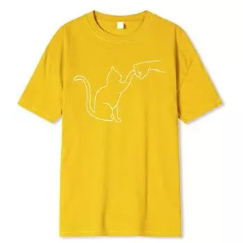 Соглашение с котом Забавные принты Мужские футболки Удобная одежда Уличная одежда Футболки Хип-хоп Футболки с круглым вырезом из 100% хлопка Мужские S белый