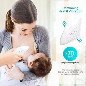 Согревающий массажер для лактации, мягкий силиконовый электрический массажер для груди для кормления грудью, 6 вибраций