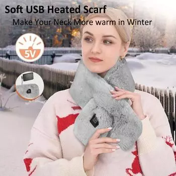 Согревающий шарф USB электрический ободок для шеи грелка облегчение боли трехступенчатый регулятор температуры грелка для шеи для женщин мужчин серый