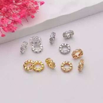 Сохранение цвета 14-каратного золота с микро-инкрустацией цирконием, аксессуары, большое сверление отверстий, кольцо, бусина, разделитель, ожерелье ручной работы своими руками, бисерные аксессуары, разделитель R2 6mm