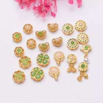 Сохранение цвета Древние золотые бусины Бусины свободного покроя Песочное золото Четырехлистный клевер Аксессуары для браслета своими руками Браслет с аксессуарами для бусин Разделитель для бусин K7 1#