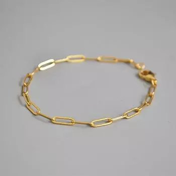 Сохранение цвета из натурального золота с медным покрытием. Прохладный и простой стиль. Прямоугольная пряжка-цепочка. Модный и универсальный тонкий браслет для женщин. 18CM