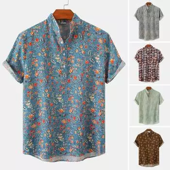 Сохраняйте прохладу и стильность с нашей мужской гавайской рубашкой с цветочным принтом — идеально подходит для пляжного отдыха и повседневной носки! XL серый