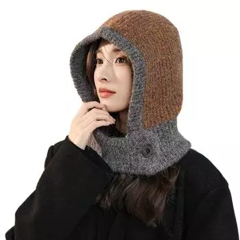 Сохраняйте тепло Балаклава Шапка Соответствие Цвета Вязаные Черепа Модная Вязаная Шапка Осень синий/бежевый