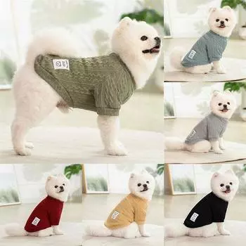 Сохраняйте тепло Красивая одежда для кошек и собак Осень и зима Вязаный свитер для кошек и собак с круглым вырезом XS чёрный