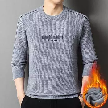 Сохраняйте тепло, мужские зимние пуловеры, свитера с длинным рукавом, флисовая подкладка, свитера для мальчиков M синий