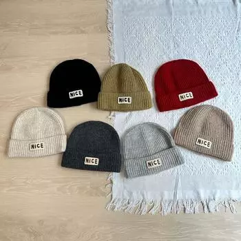 Сохраняйте тепло осенью и зимой, открывайте маленькое лицо, холодная шапка с защипами, защита ушей от холода, вязаная шапка прилив 2025т M56-58cm чёрный