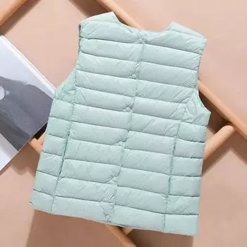 Сохраняйте тепло осенью и зимой, ультралегкий женский жилет, тонкое пальто, женская куртка без рукавов, пальто с V-образным или О-образным воротником XXXL