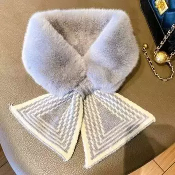 Сохраняйте тепло, утолщайте шейный платок, длинный, искусственный мех кролика, глушитель, вязаный крест-накрест шарф, осень/зима Khaki-Style A