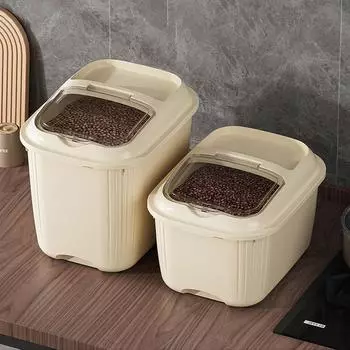 Сохраняющее свежесть влагонепроницаемое ведро для риса, герметичный контейнер для круп большой емкости, удобная водонепроницаемая герметичная бочка для зерна White can hold 10kg
