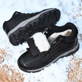 Сохраняющие тепло зимние ботинки на меху, зимние ботинки больших размеров 39–48, мужские уличные походные ботинки, водонепроницаемые ботильоны из микрофибры из кожи 39