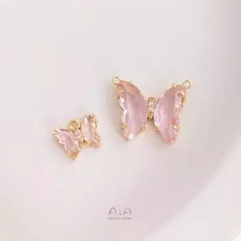 Сохраняющий цвет 14K Gold-Filled Циркон Бабочка Двойная подвеска для DIY ожерелья или серег