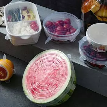 Сохраняющий свежесть кухонный аксессуар эластичный чехол Организуйте кухонное хранение Упаковка для крышек Повторно используемые силиконовые чехлы Посуда
