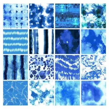 Soimoi, 16 шт., комплект Fat Quarter, с принтом тай-дай, 18 x 22 дюйма, лоскутное одеяло своими руками, предварительно нарезанная ткань из 100 хлопка, средний размер 18X22 Inches средний синий