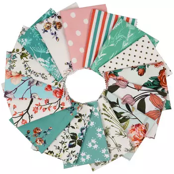 Soimoi, 16 шт., комплект из четверти жира с цветочным принтом, 18 x 22 дюйма, лоскутное шитье «сделай сам», 100 г. хлопка, предварительно вырезанная ткань для квилтинга, зеленая и 18X22 Inches зелёный