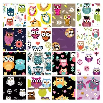 Soimoi 16 шт., комплект из четверти жира, с принтом в виде совы, 18 x 22 , сделай сам, пэчворк, предварительно вырезанная ткань для квилтинга из 100 хлопка 18X22 Inches разноцветный