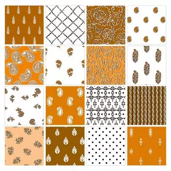 Soimoi 16 шт., комплект из четверти жира, блочная печать, 18 x 22 , сделай сам, пэчворк, 100 хлопковая ткань для квилтинга, предварительно вырезанная, белая, коричневая, 18X22 Inches