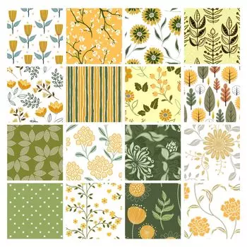 Soimoi 16 шт., комплект из четверти жира с цветочным принтом 18 x 22 DIY лоскутное шитье-100 хлопок предварительно вырезанная ткань для квилтинга желтый, зеленый и 18X22 Inches