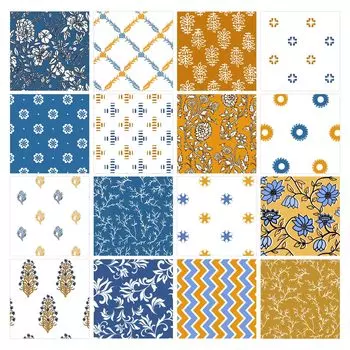 Soimoi 16 шт. комплект толстых четвертей, азиатский блочный принт 18 x 22 DIY пэчворк-100 хлопок предварительно вырезанная ткань для квилтинга коричневый белый 18X22 Inches