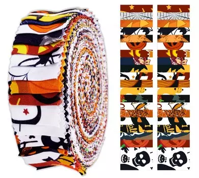 Soimoi 40 шт., готовые полоски ткани с принтом на Хэллоуин, рулоны 1,5x42 дюйма, рулоны хлопкового желе для квилтинга- 1.5x42 inches разноцветный