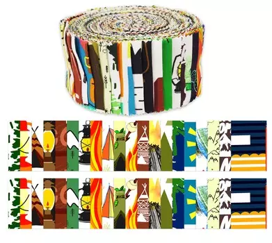Soimoi 40 шт. хлопчатобумажная ткань с принтом для кемпинга для выстегивания ремесленных полосок 2,5x42 дюйма желейный рулон- 1.5x42inches разноцветный