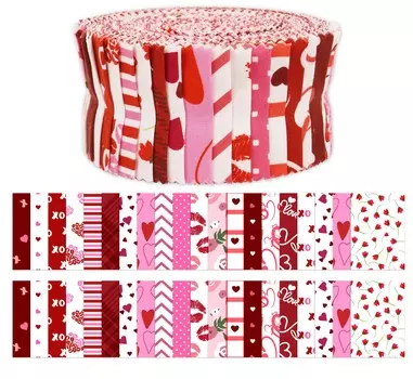 Soimoi 40 шт. хлопчатобумажная ткань с принтом «валентинка» для выстегивания ремесленных полосок 2,5x42 дюйма желейный рулон-розово-белый и 2.5x42inches