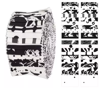 Soimoi 40 шт. хлопчатобумажные ткани с абстрактным цветочным принтом для квилтинга, полоски для рукоделия, 2,5x42 дюйма, желейный рулон - белый и 1.5x42 inches белый