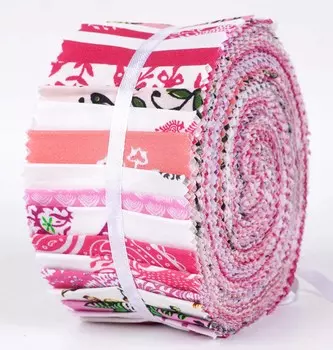 Soimoi 40 шт. хлопчатобумажные ткани с блочным принтом для квилтинга, полоски для рукоделия, 2,5x42 дюйма, желейный рулет - розовый 1.5x42inches роза розовый