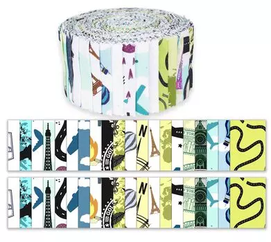 Soimoi 40 шт. хлопчатобумажные ткани с дорожным принтом для квилтинга, полоски для рукоделия, 2,5 дюйма, желейный рулон, средний размер 1.5x42 inches средний синий