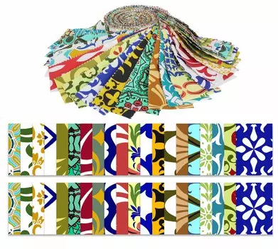 Soimoi 40 шт. хлопчатобумажные ткани с мотивами и принтом для квилтинга, полоски для рукоделия, 2,5x42 дюйма, желейный рулон - 1.5x42 inches разноцветный
