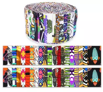 Soimoi 40 шт. хлопчатобумажные ткани с племенным принтом для квилтинга, полоски для рукоделия, 2,5 дюйма, желейный рулон - 1.5x42 inches разноцветный