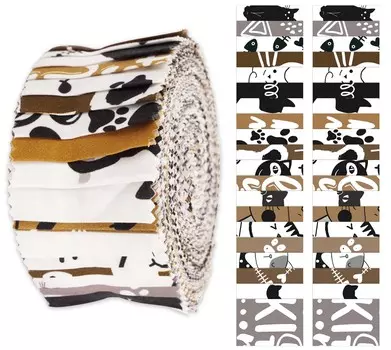 Soimoi 40 шт. хлопчатобумажные ткани с принтом кота для квилтинга, полоски для рукоделия, 2,5x42 дюйма, желейный рулон - 1.5x42inches коричневый