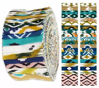 Soimoi 40 шт. хлопчатобумажные ткани с принтом икат для квилтинга, полоски для рукоделия, 2,5x42 дюйма, желейный рулон - 1.5x42inches разноцветный