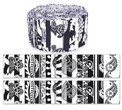 Soimoi 40 шт. хлопчатобумажные ткани с принтом «блок и пейсли» для квилтинга, полоски для рукоделия, желейный рулон 2,5 дюйма — белый и 1.5x42 inches белый