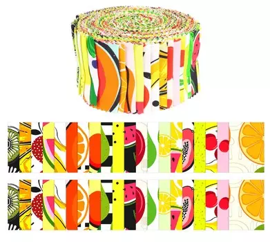 Soimoi 40 шт. хлопчатобумажные ткани с принтом фруктов для квилтинга, полоски для рукоделия, 2,5x42 дюйма, желейный рулон - 1.5x42 inches жёлтый