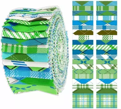 Soimoi 40 шт. хлопчатобумажные ткани с принтом Argyle для квилтинга, полоски для рукоделия, 2,5x42 дюйма, желейный рулон - синий и 1.5x42inches синий
