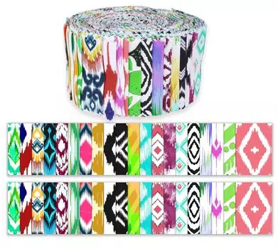 Soimoi 40 шт. хлопчатобумажные ткани с принтом икат для квилтинга, полоски для рукоделия, 2,5 дюйма, желейный рулон - 1.5x42 inches разноцветный