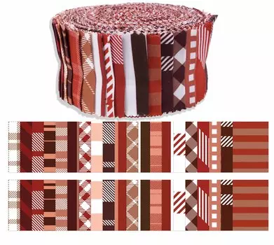 Soimoi, 40 шт., хлопчатобумажные ткани с принтом в клетку и тартан для квилтинга, полоски для рукоделия, желейный рулет 2,5x42 дюйма — темно-коричневый, темно-бордовый и 1.5x42 inches